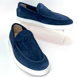 Christian Louboutin Varsiboat Men Shoes Nubuck leather Marine Blue Size 44 US11